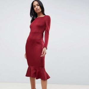 Peplum Frill Midi Dress.